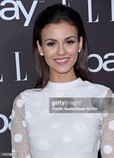 Actress Victoria Justice arrives at the 6th Annual ELLE Women In Music Celebration Presented by eBay at Boulevard3 on May 20, 2015 in Hollywood,...