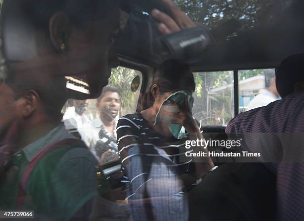 South Indian actress Leena Paul arrested by the Economic Offences Wing of Mumbai in an alleged cheating case on June 2, 2015 in Mumbai, India....