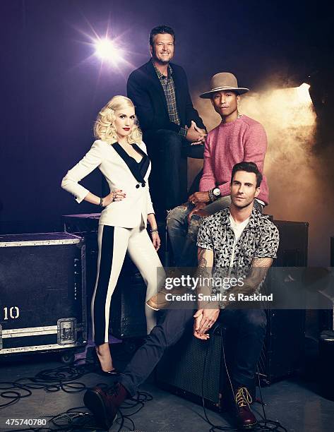 Adam Levine, Gwen Stefani, Pharrell Williams, Blake Shelton for Billboard Magazine on September 9, 2014 in Los Angeles, California. COVER IMAGE.