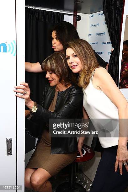 Actresses Wendie Malick, Valerie Bertinelli and Jane Leeves visit the SiriusXM Studios on June 3, 2015 in New York City.