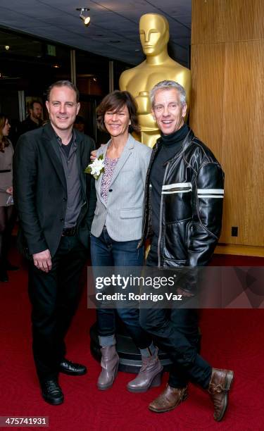 Director Kirk DeMicco, producer Kristine Belson and animator Chris Sanders attend the 86th Annual Academy Awards Oscar Week Celebrates Animated...