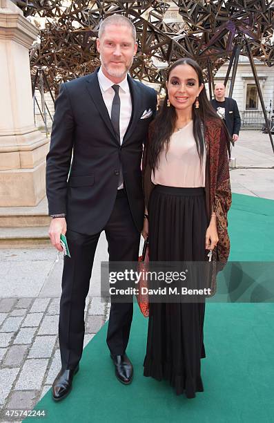 Jean David Malat and Leyla Aliyeva attend the Royal Academy of Arts Summer Exhibition preview party at the Royal Academy of Arts on June 3, 2015 in...