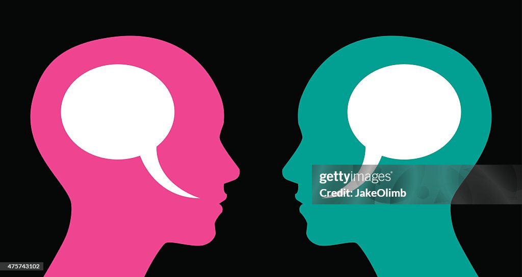 Frau und Frau Sprechblasen