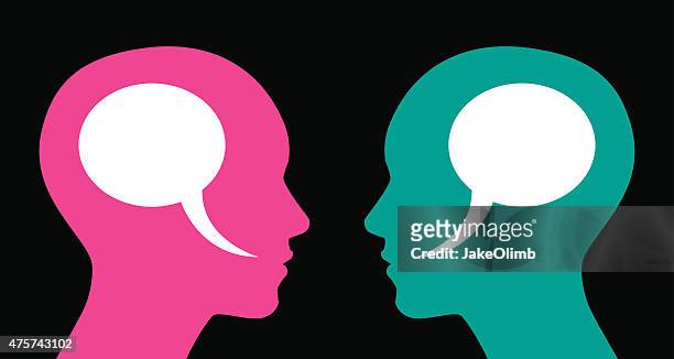 woman and woman speech bubbles - human head stock illustrations