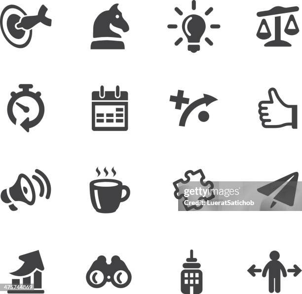 business strategy silhouette icons - megaphone icon stock illustrations