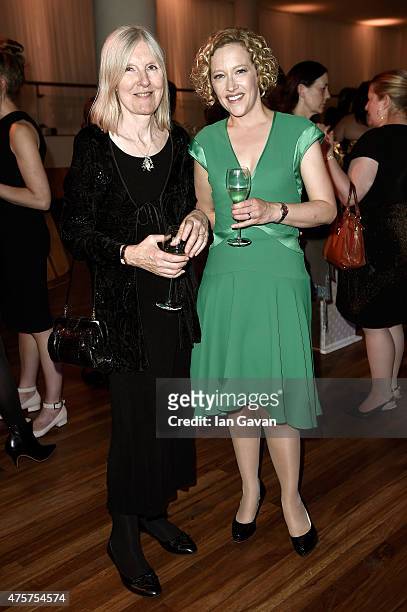 Judges Helen Dunmore and Cathy Newman celebrate the 2015 Baileys Women's Prize for Fiction winner announcement at the Royal Festival Hall on June 3,...
