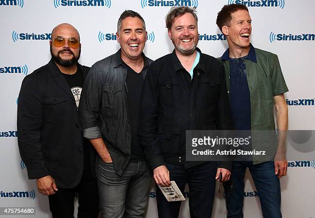 Musicians Tyler Stewart, Ed Robertson, Kevin Hearn and Jim Creegan of Barenaked Ladies visit the SiriusXM Studios on June 3, 2015 in New York City.