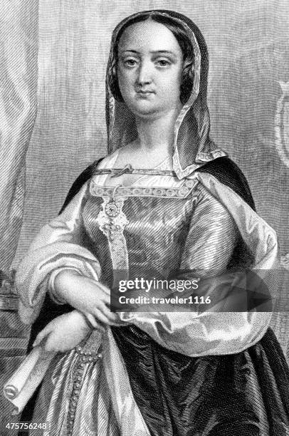 stockillustraties, clipart, cartoons en iconen met queen isabella i of spain - castilië la mancha