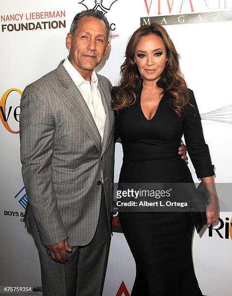 Actress Leah Remini and husband Angelo Pagan arrive for the Viva Glam Issue Launch Party Hosted by cover girl Leah Remini held at Riviera 31 on June...