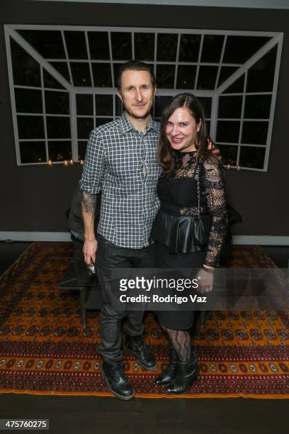 Artist Scott Campbell and Angela Robins attend OHWOW: opening reception featuring works by Robert Mapplethorpe at Chateau Marmont on February 28,...