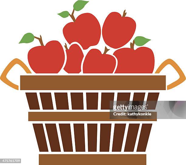 bushel of apples - basket stock illustrations