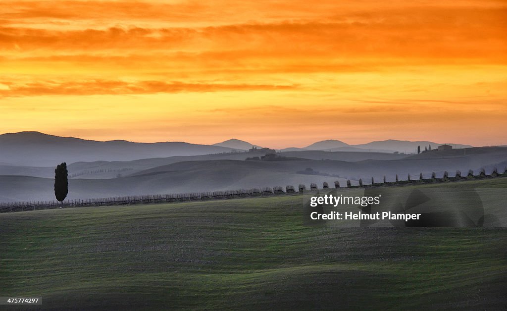 Evening mood in Val d'Orcia
