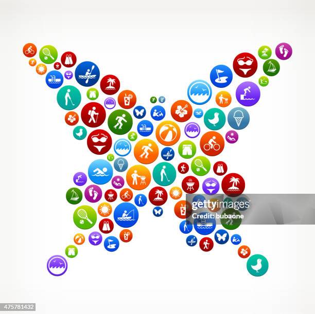 butterfly summer time fun and outdoors vector graphic - bbq wings stock illustrations