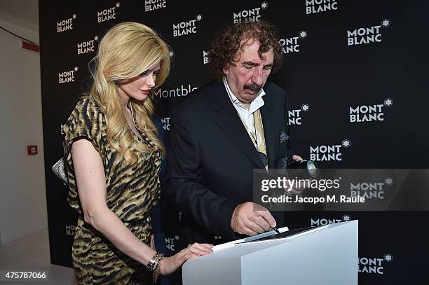 Audrey Tritto and Monty Shadow attend "Montblanc M" Writing Instruments Launch cocktail party on June 3, 2015 in Milan, Italy.