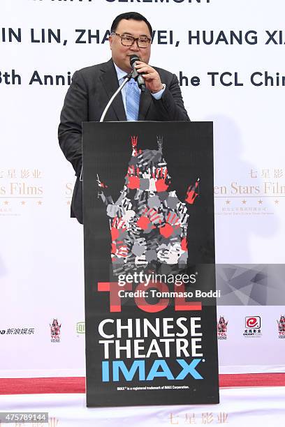 Chairman at Seven Stars Entertainment Bruno Wu attends the TCL Chinese Theatre IMAX hand/footprint ceremony honoring Justin Lin, Zhao Wei, Huang...