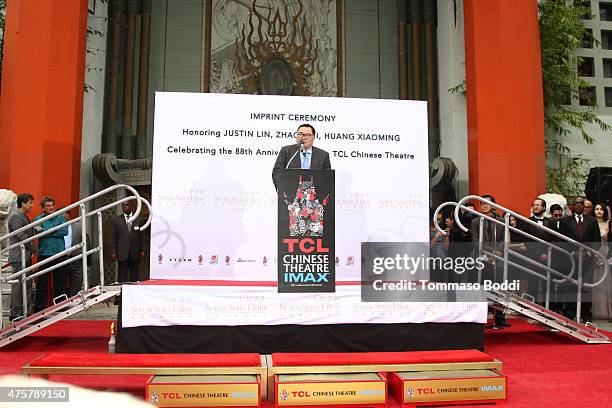 Chairman at Seven Stars Entertainment Bruno Wu attends the TCL Chinese Theatre IMAX hand/footprint ceremony honoring Justin Lin, Zhao Wei, Huang...