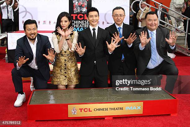 Director Justin Lin, actors Zhao Wei, Huang Xiaoming, Enlight Media CEO Wang Changtian and Chairman at Seven Stars Entertainment Bruno Wu are honored...