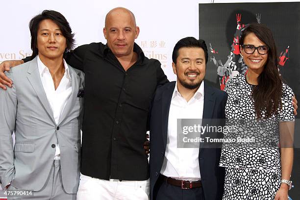 Actors Tatchakorn Yeerum, Vin Diesel, director Justin Lin and actress Jordana Brewster attend the TCL Chinese Theatre IMAX hand/footprint ceremony...