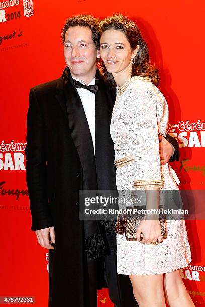 Guillaumre Gallienne and his wife Amandine Gallienne attend dinner after the 39th Cesar Film Awards 2014 at Le Fouquet's on February 28, 2014 in...