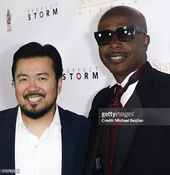 Film Director Justin Lin and Rapper MC Hammer pose for portrait at Bruno Wu and Seven Stars Entertainment Sponsor TCL Chinese Theatre Handprints For...