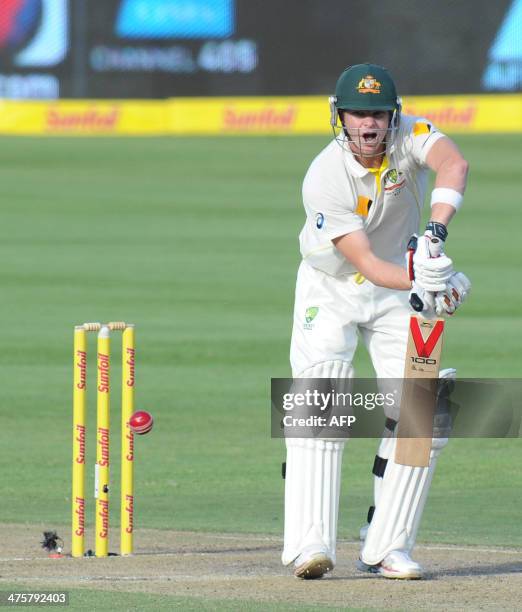 Steve Smith of Australia bats on day 1 of the third Test match between South Africa and Australia at Newlands in Cape Town on March 1, 2014. AFP...