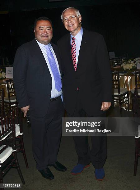 Chairman/Seven Stars Entertainment partner Bruno Wu and LA County Board of Supervisors Michael D. Antonovich pose for portrait at TCL Chinese Theatre...