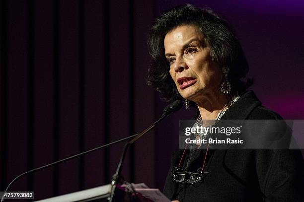 Bianca Jagger Talking At Amnesty International UK celebrate 10th anniversary of headquaterson June 3, 2015 in London, England.