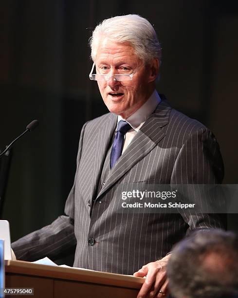 Former US President Bill Clinton speaks at the Forbes' 2015 Philanthropy Summit Awards Dinner on June 3, 2015 in New York City.