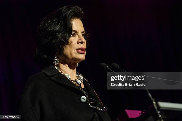 Bianca Jagger speaks during Amnesty International UK celebrate 10th anniversary of headquaters on June 3, 2015 in London, England.