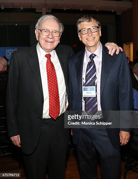Warren Buffett and Bill Gates attend the Forbes' 2015 Philanthropy Summit Awards Dinner on June 3, 2015 in New York City.