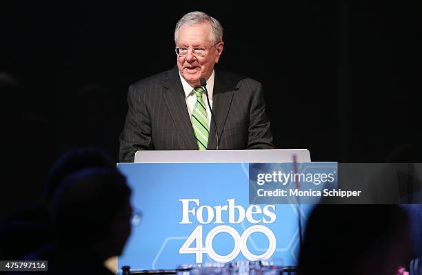 Steve Forbes speaks at the Forbes' 2015 Philanthropy Summit Awards Dinner on June 3, 2015 in New York City.