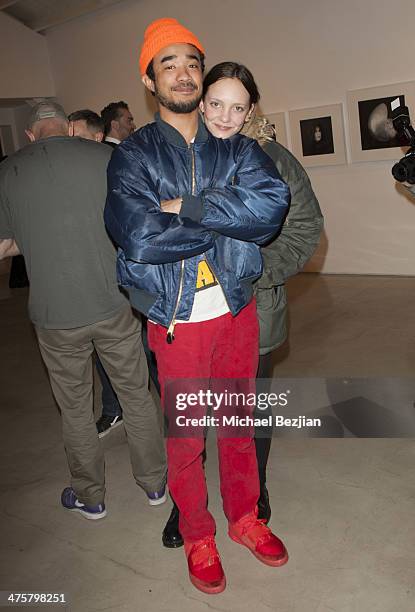 Artist Artist Lucien Smith and guest attend Opening Reception For Robert Mapplethorpe at OHWOW Gallery on February 28, 2014 in Los Angeles,...