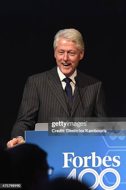 Former President Bill Clinton speaks during the Forbes' 2015 Philanthropy Summit Awards Dinner on June 3, 2015 in New York City.