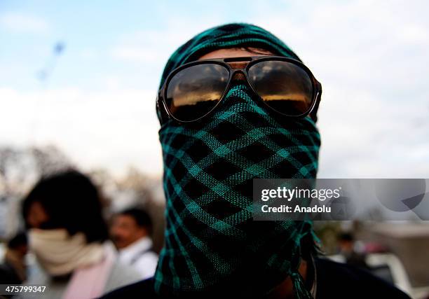 People whose relatives got lost in the past years, have reached to the capital Islamabad after a 2,000 km walk, on March 1 in Islamabad, Pakistan....