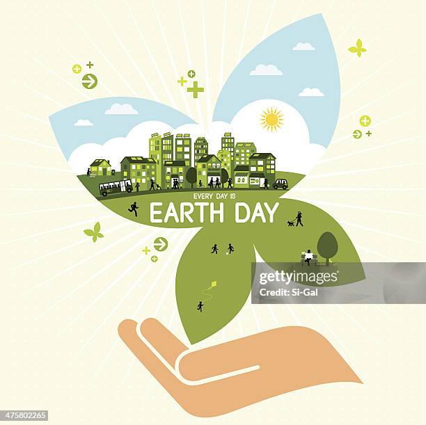 stockillustraties, clipart, cartoons en iconen met earth day - butterfly cycle