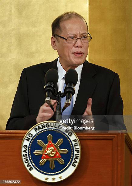 Benigno Aquino, the Philippines' president, delivers a speech at an investment forum in Tokyo, Japan, on Thursday, June 4, 2015. Aquino yesterday...