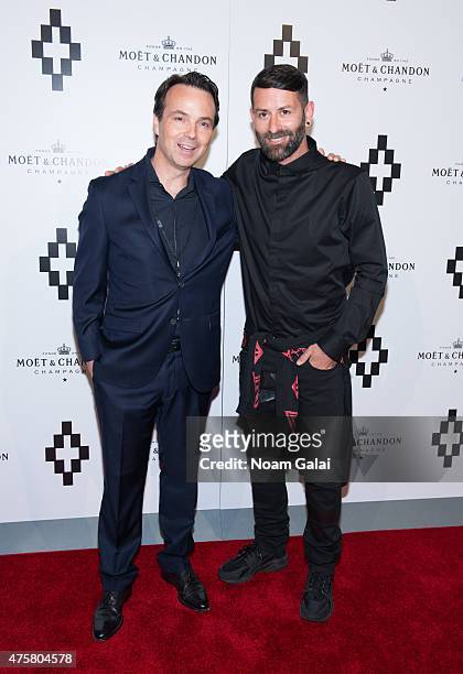 Vice President of Moet & Chandon at Moet Hennessy USA Thomas Bouleuc and Fashion designer Marcelo Burlon attend the Moet Nectar Imperial Rose x...