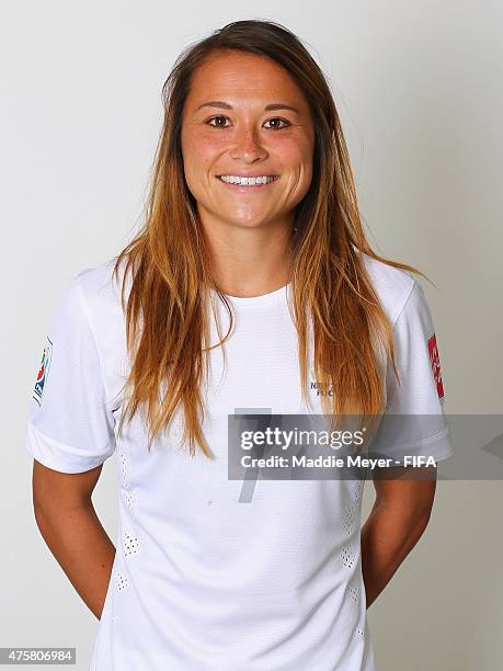 Ali Riley of New Zealand during the FIFA Women's World Cup 2015 portrait session at the Delta Edmonton South on June 3, 2015 in Edmonton, Canada.