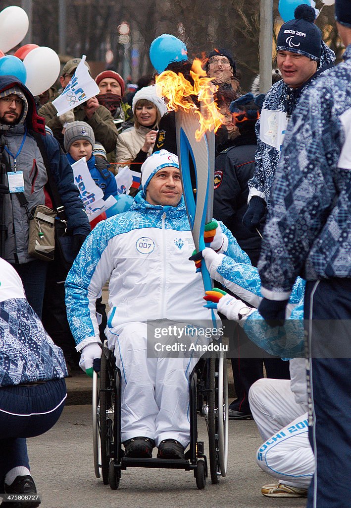 Flame of the Sochi 2014 Paralympic Games in St. Petersburg