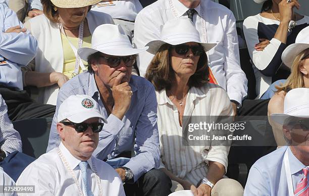 Michel Leeb and his wife Beatrice Leeb attend day 11 of the French Open 2015 at Roland Garros stadium on June 3, 2015 in Paris, France.