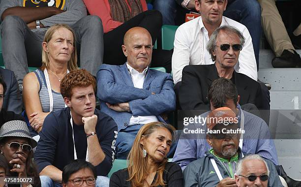 Isabelle Demongeot, Patrick Proisy, Jean-Louis Haillet attend day 10 of the French Open 2015 at Roland Garros stadium on June 2, 2015 in Paris,...