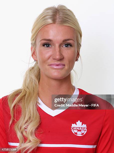 Kaylyn Kyle of Canada during the FIFA Women's World Cup 2015 portrait session at the Delta Edmonton South on June 3, 2015 in Edmonton, Canada.