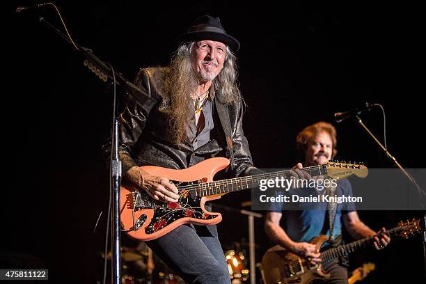 Musicians Pat Simmons and Tom Johnston of The Doobie Brothers perform on stage at Humphrey's Concerts By The Bay on June 3, 2015 in San Diego,...