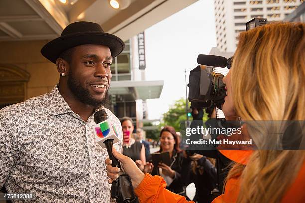 Football player Kam Chancellor attends the Canoche Benefit for the RC22 Foundation hosted by Robinson Cano at the Paramount Theatre on June 3, 2015...