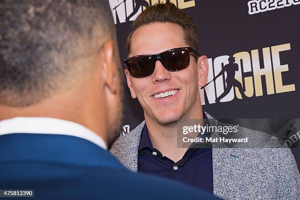 Major League Baseball player Logan Morrison of the Seattle Mariners attends the Canoche Benefit for the RC22 Foundation hosted by Robinson Cano at...
