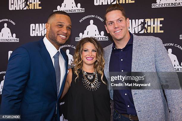 Major League Baseball players Robinson Cano and Logan Morrison of the Seattle Mariners attends the Canoche Benefit for the RC22 Foundation hosted by...