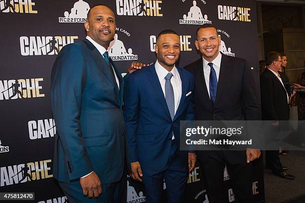 Sabathia, Robinson Cano and Alex Rodriguez attend the Canoche Benefit for the RC22 Foundation hosted by Robinson Cano at the Paramount Theatre on...