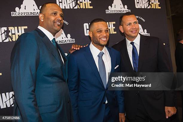 Sabathia, Robinson Cano and Alex Rodriguez attend the Canoche Benefit for the RC22 Foundation hosted by Robinson Cano at the Paramount Theatre on...