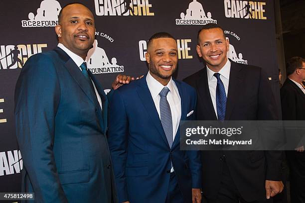 Sabathia, Robinson Cano and Alex Rodriguez attend the Canoche Benefit for the RC22 Foundation hosted by Robinson Cano at the Paramount Theatre on...