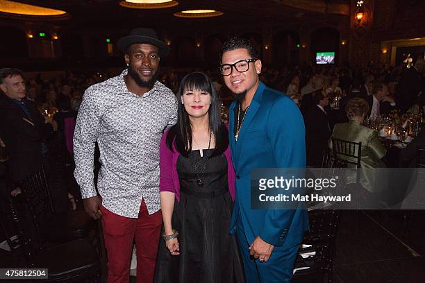 Kam Chancellor of the Seattle Seahawks and Felix Hernandez of the Seattle Mariners attend the Canoche Benefit for the RC22 Foundation hosted by...